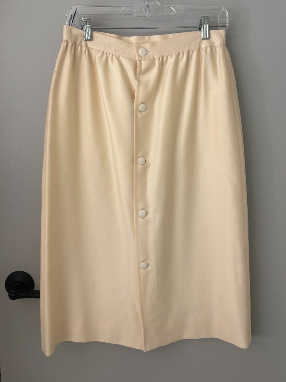 Vintage Courrèges Paris Cream Wool Button Front Midi Skirt Made in France
